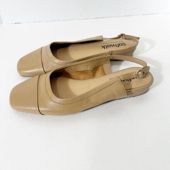 Softwalk Womens Vittoria Slingback Leather Nude Flat Comfort Shoes Size 8 Wide - Picture 4 of 6